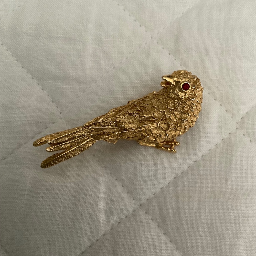 Erwin Pearl Gold Finch Brooch